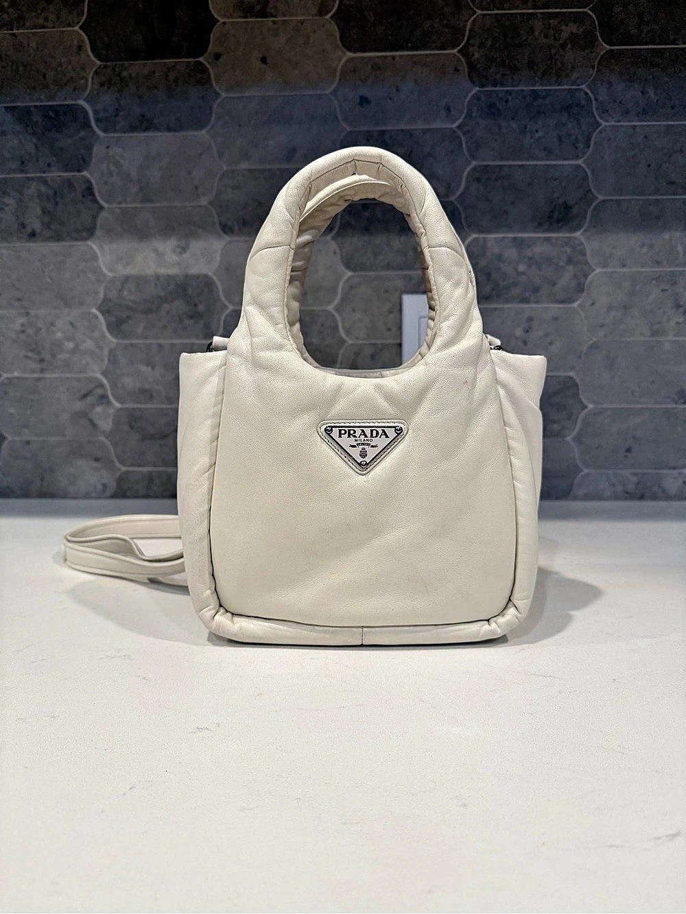 Prada Soft Padded Nappa Leather Mini Bag White Shoulder Bag